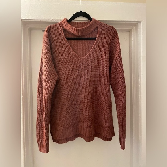 Lumiere Mauve open neck sweater size medium - Picture 2 of 8